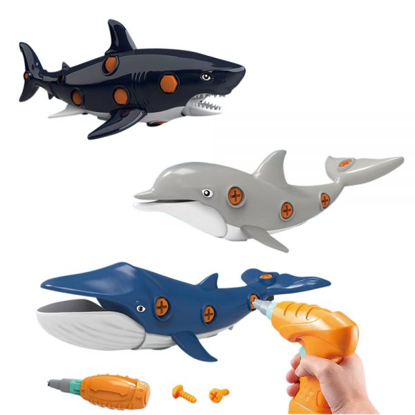sea animal shark dolphin whale model diy take apart educational toy