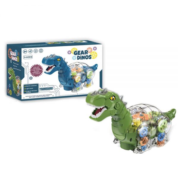 360 rotate musical light up walking toy T-rex plastic electric gear dinosaur