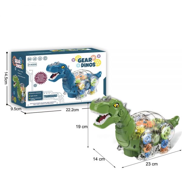 360 rotate musical light up walking toy T-rex plastic electric gear dinosaur