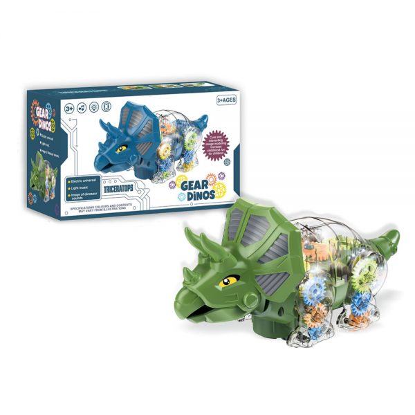 Transparent music universal gear plastic electric toy dinosaur
