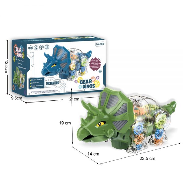 Transparent music universal gear plastic electric toy dinosaur