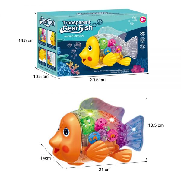 360 rotate gear fish plastic electric walking toy with light and music
