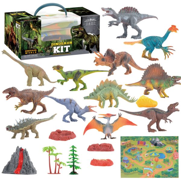 With volcano plastic dinosaur toys playmat