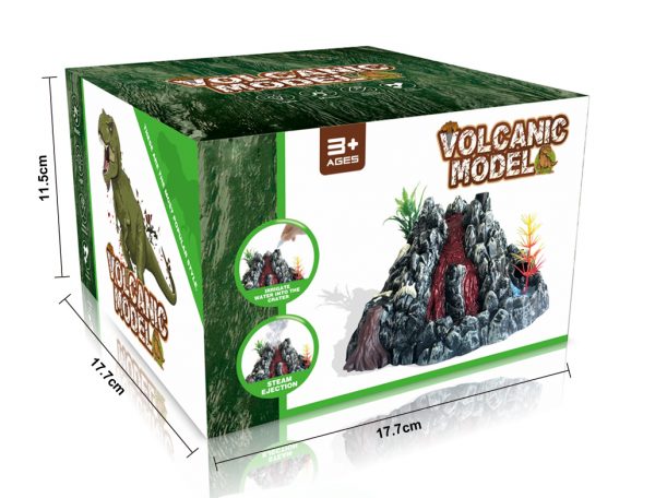 Spray function plastic volcano toy with dinosaur figure