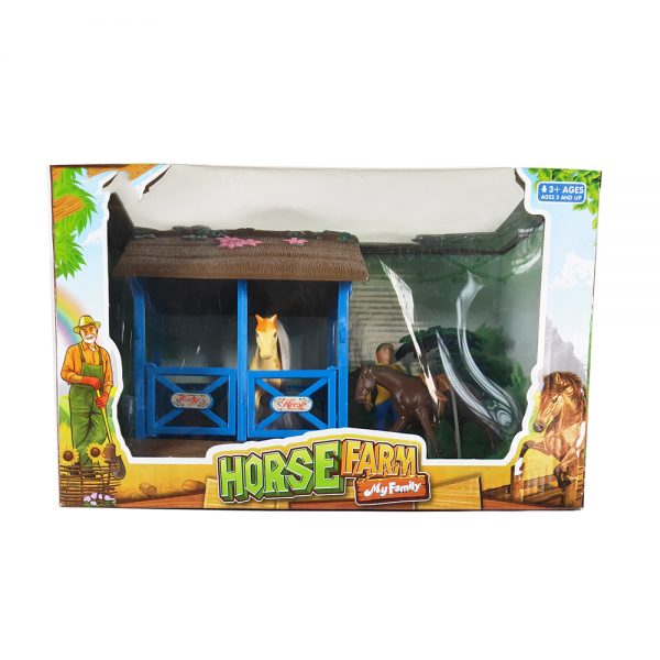 Plastic farm horse stable toy with farmer action figure