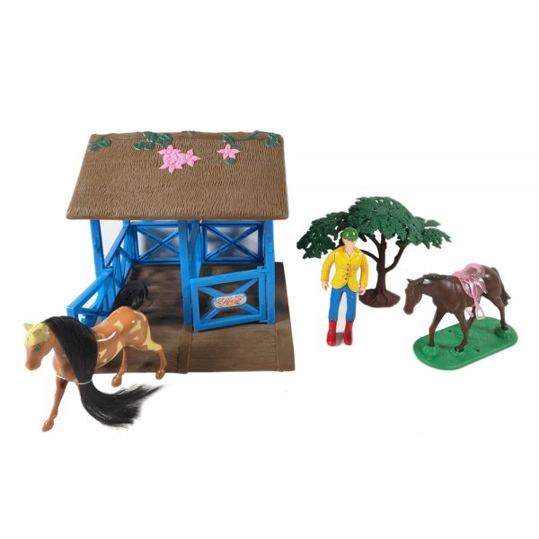 Plastic farm horse stable toy with farmer action figure