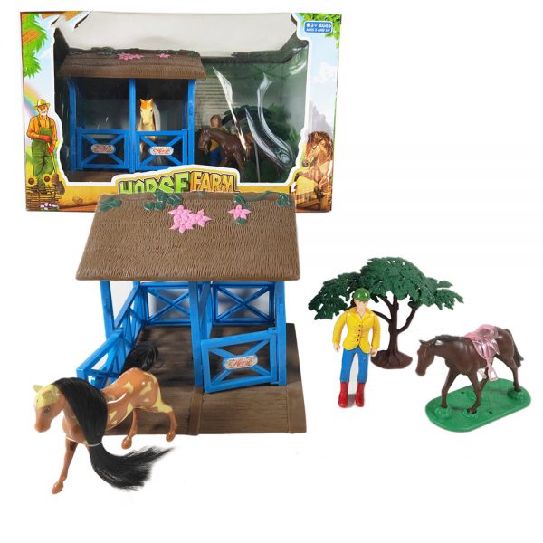 Plastic farm horse stable toy with farmer action figure