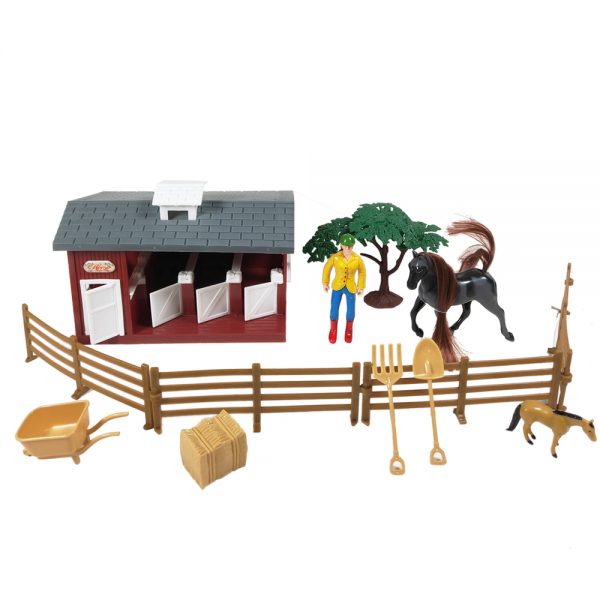 With action figure farm animal plastic toy horse stable toy