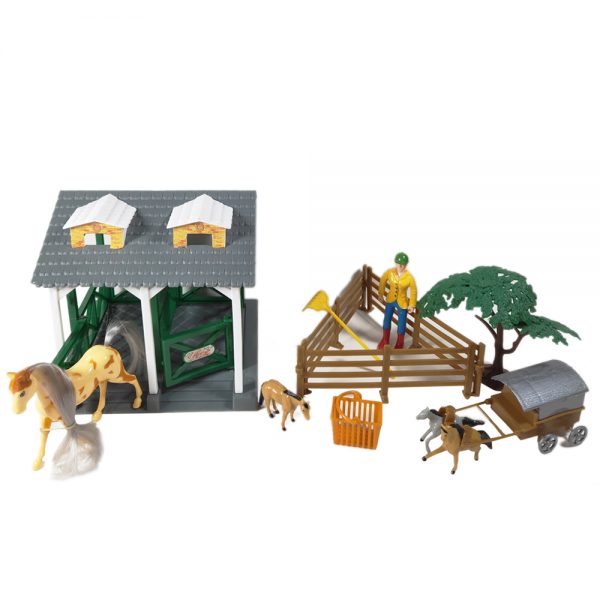 Plastic pretend play game farm animal model stable toy