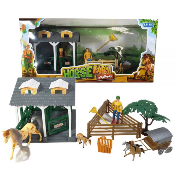 Plastic pretend play game farm animal model stable toy