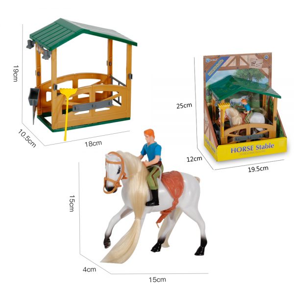 With action figure toy and horse stable set plastic farm toys