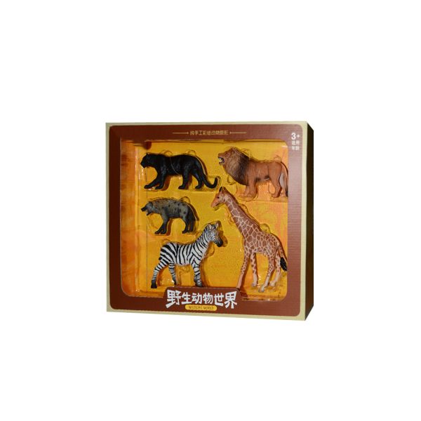 Wildlife lion giraffe hyena zebra panther toy plastic PVC solid safari animal model