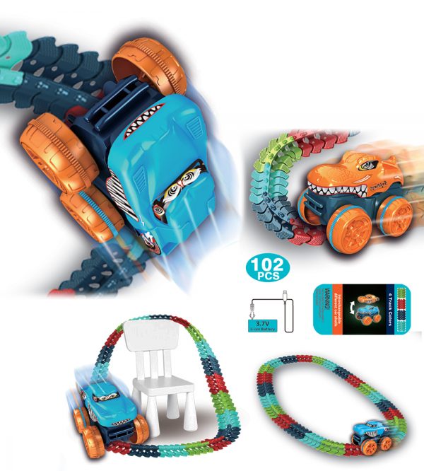 102pcs usb charge 3.7V plastic electric diy car track toys