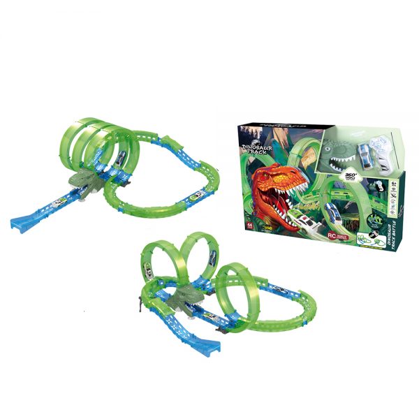 44PCS diy assembly glow in dark mini high speed dinosaur race car toy