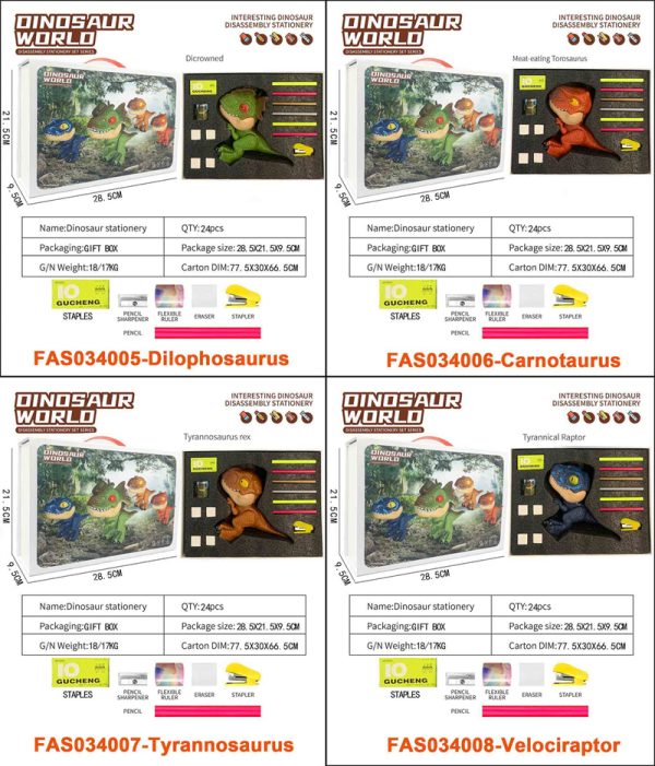 5 In 1 Dino Model Set Cartoon Stationery Set