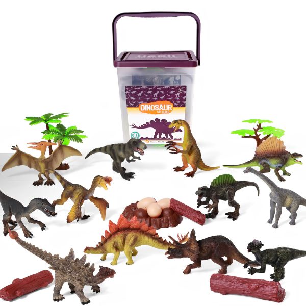 5-7 Inch Prehistoric Dinosaurios World 21PCS PVC Bucket Dinosaur Toys