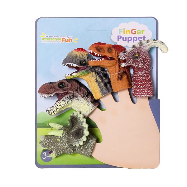 5Pcs Soft Realistic Rubber Pinata Stuffers Set Bath Toys Animal Hand Dinosaur Finger Puppets
