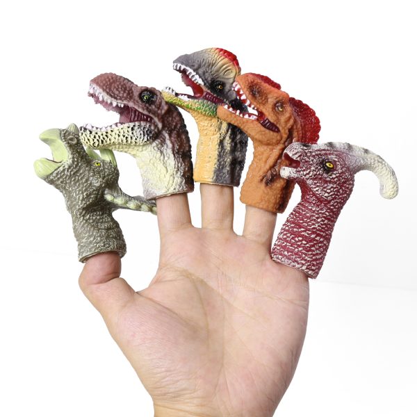 5Pcs Soft Realistic Rubber Pinata Stuffers Set Bath Toys Animal Hand Dinosaur Finger Puppets