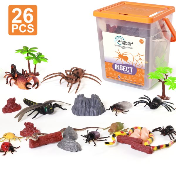 27PCS Plastic Snake Realistic Figurines Insect Toy