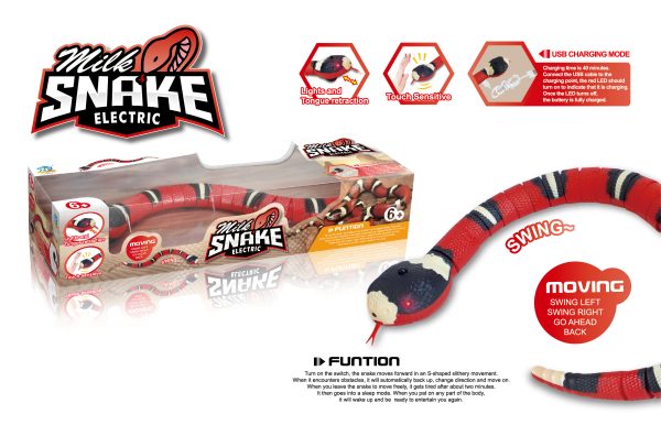Light and tongue retraction swing electronic toy snakes