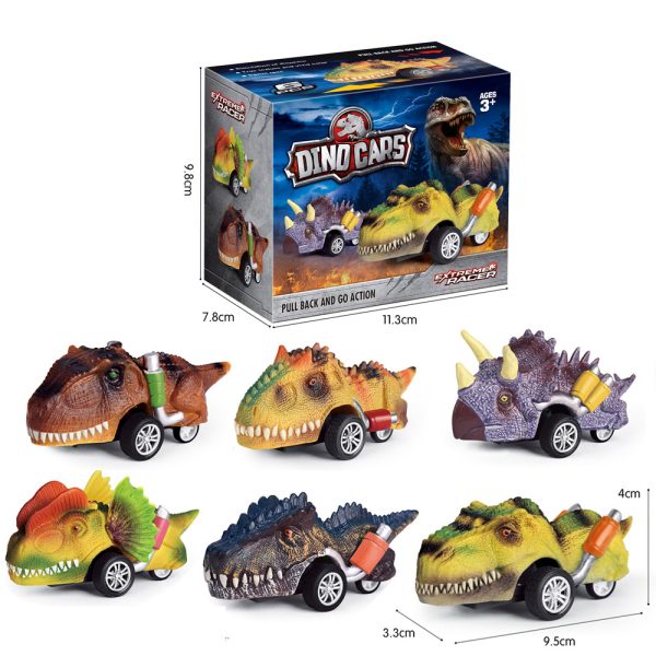 Pull back function realistic hand painted dino cars