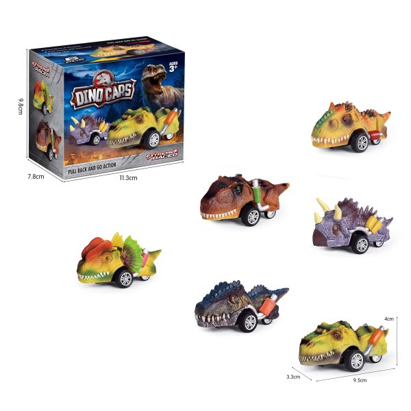 Pull back function realistic hand painted dino cars
