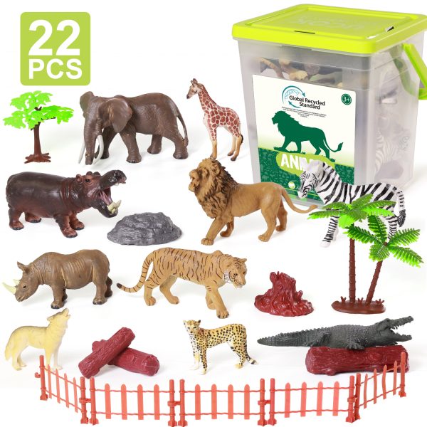 24PCS Bucket Animal World Assorted Wild Jungle Animals Toy