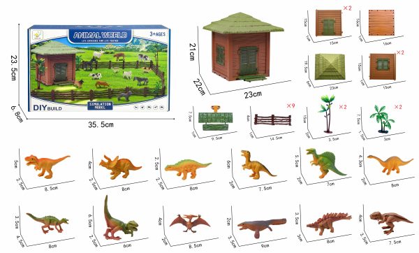 32pcs diy pvc house 6" realistic plastic dino toys play set