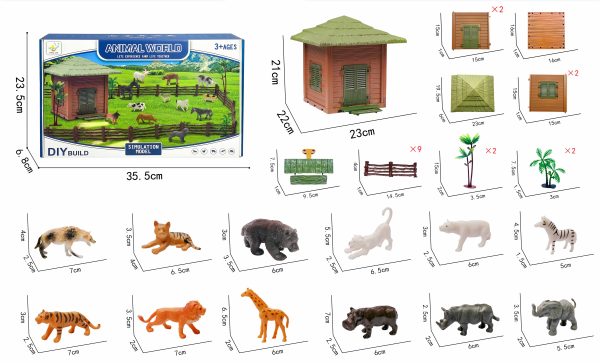 32pcs diy realistic mini toys wild animal kingdom model set