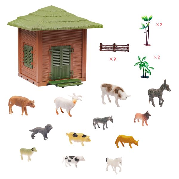 32pieces diy animal world play set 6" farm animal figure pvc toys