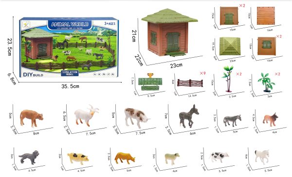 32pieces diy animal world play set 6" farm animal figure pvc toys