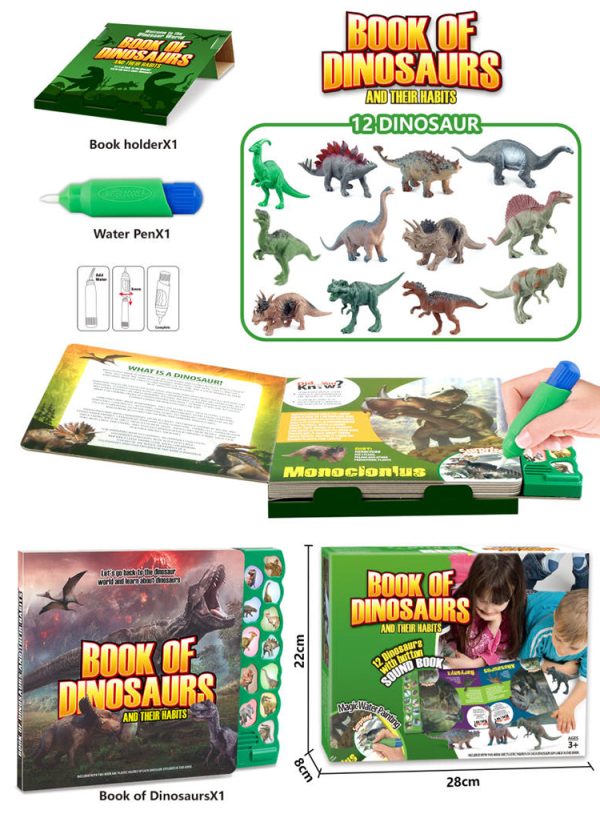 with water painting pen botton sound water painting educational dinosaur book