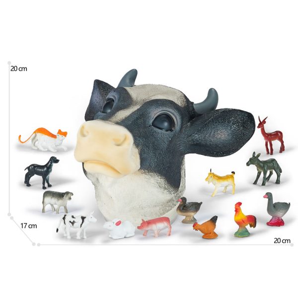 Cow head shape packing plastic farmland animal figure toy