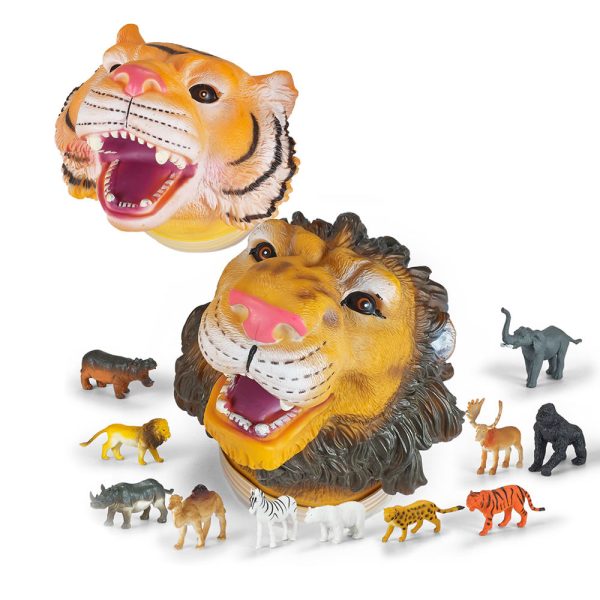 Tiger lion head packing plastic wildlife animal toy