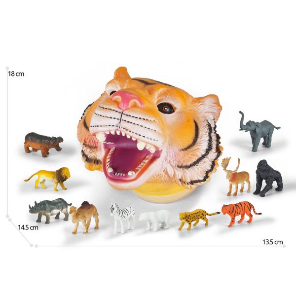 Tiger lion head packing plastic wildlife animal toy