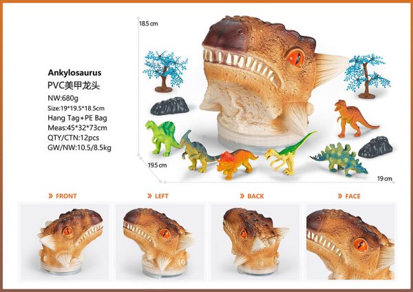 Dinosaur head bucket plastic dinosaur toy