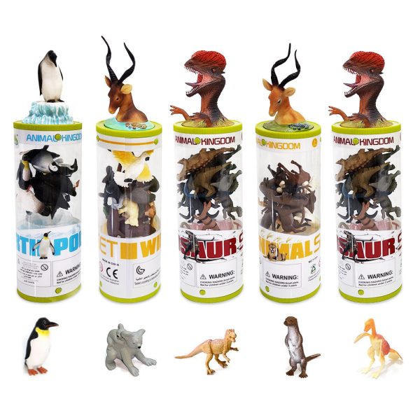 Animal head packaging tube mini plastic polar animal toy