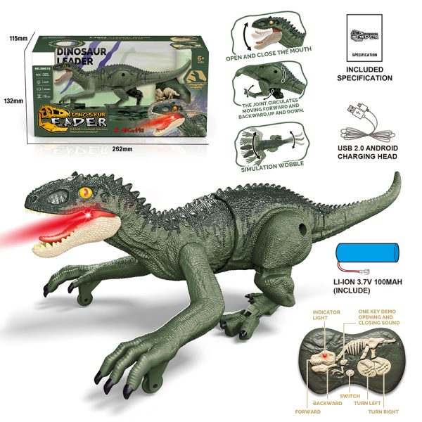 21cm 5ch walking spray function mini toy rc dinosaur with light