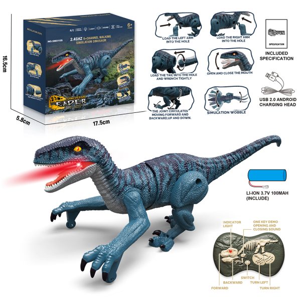 Small 21cm velociraptor model 5ch simulation walking toy radio control dinosaur