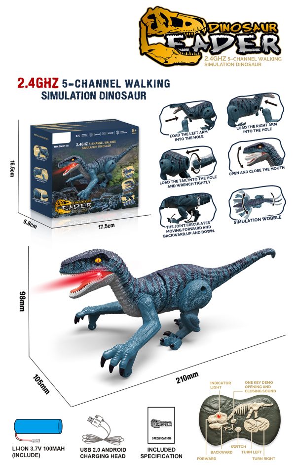 Small 21cm velociraptor model 5ch simulation walking toy radio control dinosaur