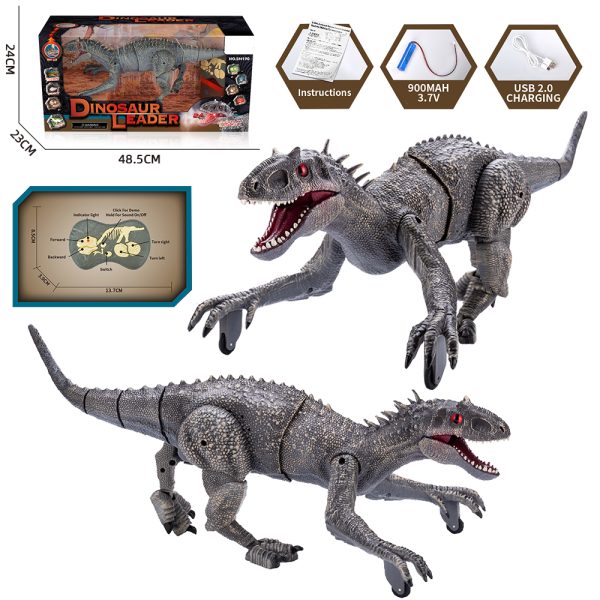 USB charging realistic walking light up rc dinosaur toy with spray