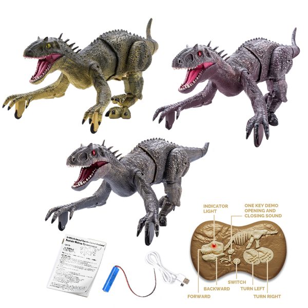 USB charging realistic walking light up rc dinosaur toy with spray
