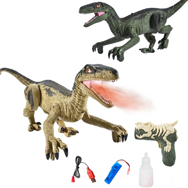 USB charging realistic walking light up rc dinosaur toy with spray
