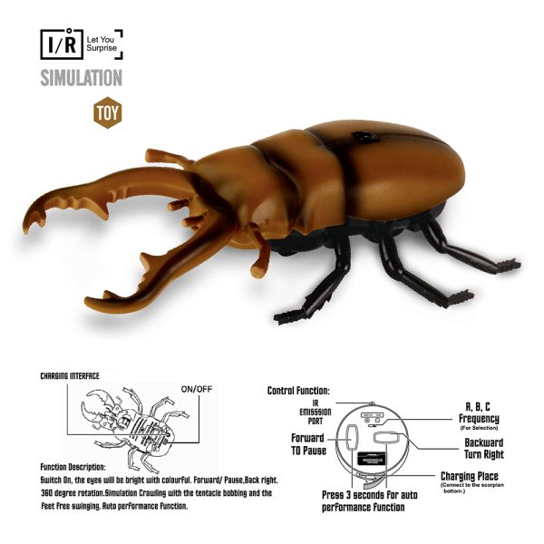 Simulation walking movable leg light up funtion infrared rc beetle toy