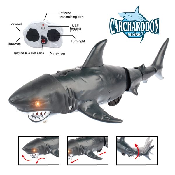 Movable jar tail spray toy radio control shark