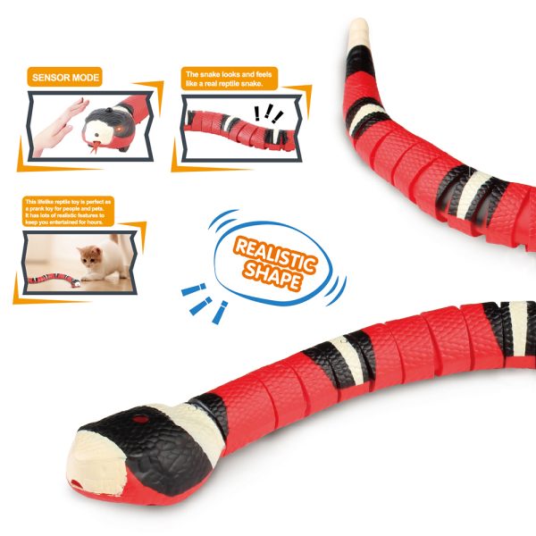 Touch sensitive light and tongue retraction swing electronic toy snakes