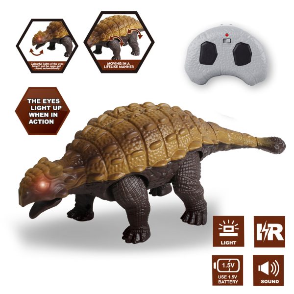 30mins play time Light up Saichania eye rc walking dinosaur with sound