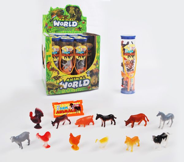 Transparent tube packaging cheap kids toy mini plastic animal