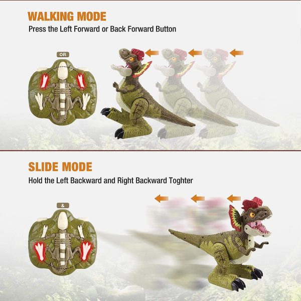 Touch sensing dance rotating radio control toy dinosaur with spray