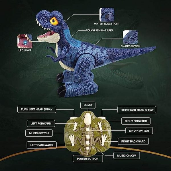 360 rotating Touch sensing dance spray T-rex RC dinosaur
